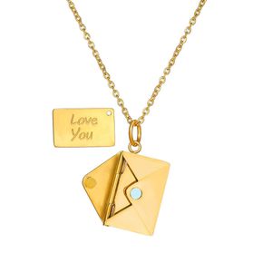 DUYIZHAO Design unico disponibile per essere aperto Collana a busta Collana con pendente a lettera in acciaio inossidabile placcato oro per donna