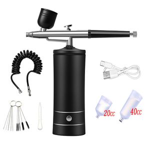 Spray Guns Nano Fog Mist Sprayer Mini Air Compressor Kit Air Brush Paint Spray Gun Airbrush For Nail Art Tattoo Craft Cake 230615