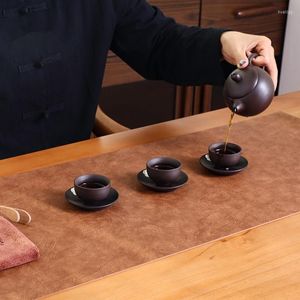 Tapetes de mesa de couro padrão de couro almofada de mesa tapete de jogos para casa e escritório tamanho grande mouse chá