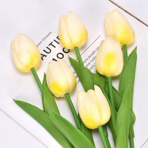 Dekorativa blommor 5st Pu Tulpan Artificial Flower Real Touch Bouquet Fake For Wedding Decoration Home Party Decor