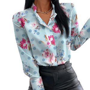 Blusas Femininas Camisas Blusas Femininas Casual Plus Size Blusa Estampada Floral Roupas Femininas Gola Manga Comprida Office Lady Shirts Tops 230615