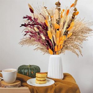 Dekorativa blommor 100st Nature Torked Pampas Grass Bonquet Fall Decorations For Vase Flower Arrangement Boho Wedding Home Decor