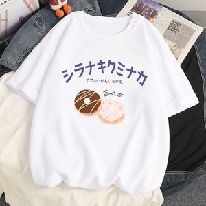 Kvinnors t-shirt Summer T-shirt 100% bomullst-shirt harajuku kawaii Donut tryckt anime Loose Casual Short Sleeved Women T Shirt Tops 230615