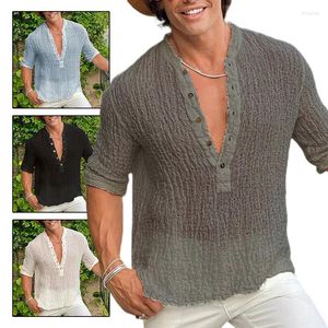 Erkek Tişörtleri Erkekler Yaz Klasik Gömlek İnce Fit Polo Erkek Düz Renk Kısa Kollu Kırış Üstler Moda Sokak Giyim Buzları