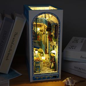 Arquitetura/faça você mesmo casa DIY livro de madeira recanto prateleira kit de construção em miniatura Sea House Casa estante montagem suporte para livros para adultos menina presente de aniversário 230614