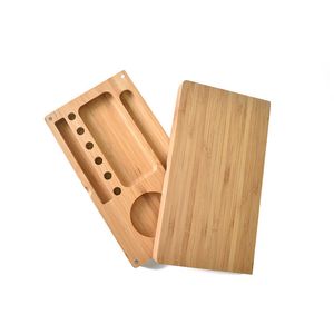 High Quality Bamboo Wooden Smoking Table Paper Rolling Trays Multifunction Solid Wood Cigarette Tray for Cigarettes Container