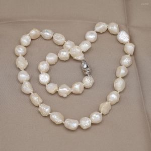 Chains Natural Pearl Necklace Baroque Irregular Round White Freshwater Woman Handmade Engagement Wedding Jewelry Gift