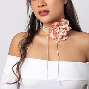 Łańcuchy vintage wielki kwiat róży Choker damski elegancki regulowany majsterkowicz łańcuch łańcucha