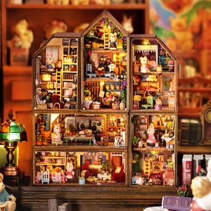 Arquitetura/faça você mesmo casa bricolage casa de boneca de madeira em miniatura blocos de construção cidade kits com móveis luzes casa de bonecas brinquedos para adultos presentes de aniversário 230614