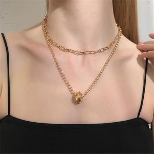 Collane con pendente 2023 Trend Personality Alloy Round Bead Chain Collana collo Sexy doppia clavicola