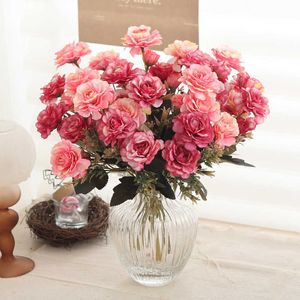 Fiori secchi 6 pezzi peonia bianca grande bouquet seta artificiale falso economico per accessori per la decorazione di compleanno di feste di matrimonio a casa