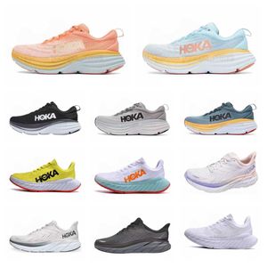 Vendi Sandali Scarpe da corsa Hoka Hokas Bondi 8 Clifton Lifestyle Assorbimento degli urti Uomo Donna Jogging Walking Sneakers Carbon Nero Triple