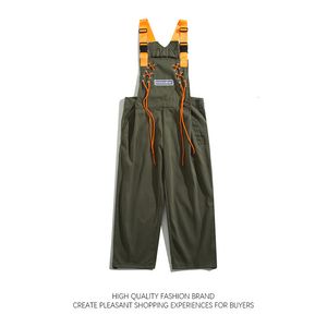 Men's Pants High Street Work Suit Strap Pants Men Women Loose Casual Wide Leg Sling Jumpsuit with Straps Couple Sports Straight Leg Rompers 230615