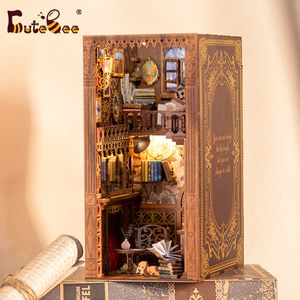 建築/DIYハウスchutebee diy book nook shelf insert cits cits dollhouse永遠の書店3d大人のクリスマスギフトのための木製ブックエンド230614