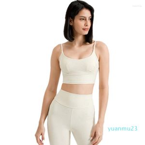 Yoga-Outfit-Produkt, glänzend, dünne Schultergurte, Sport-BH, Damen, schnell trocknende Weste, Laufen im Freien, Fitness, Tanzen