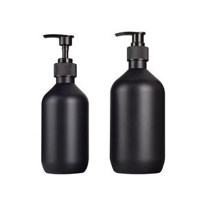 Matte Black Soap Dispenser Hand Lotion Shampoo Shower Gel Bottles 300ml 500ml PET Plastic Bottle with pumps for Bathroom Bedroom and Ki Thru