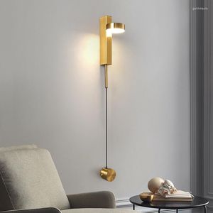 Wall Lamps Modern Led Vintage Bed Lamp Blue Light Swing Arm Head Deco Bedroom Lights Decoration