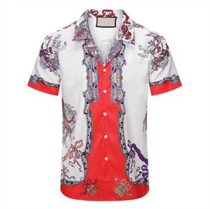 New 2023 Designer Shirt Mens Button Up Print Bowling Shirt Hawaii Floral Casual Shirts Men Slim Fit Short Sleeve Dress Hawaiian T-shirt