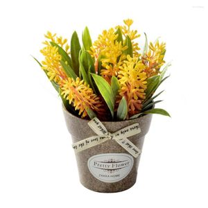 Декоративные цветы Мини -горшечный бонсай зеленый растение искусственное цветочное украшение декора