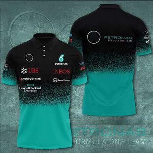 Mens Polos 2023 Petronas F1 Racing Team Summer Polo Shirt with Collar Breathable Casual