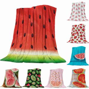 Filtar Watermelon Fruit Bed Bread Flanell Filt Fleece Travel Cover Skinvänlig mysig avkopplande lugnande King R230615