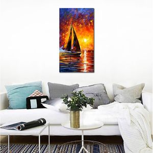 Fantastisk landskap Canvas Art Full Speed ​​Hand Painted Urban Seascape målning Lobby Decor