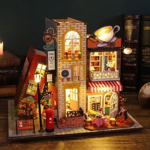 Mimarlık/DIY House DIY Bebek Evi Mobilya Işık Bok Nook Dollhouse Hut Casa Minyatürler Evi Oyuncaklar İçin Çocuklar Noel Yılı Hediyeler 230614