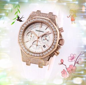 All Dials Working Luxury Womens Watches High Quality Automatic Quartz Movement Diamonds Ring Multifunctional Clock Rubber Band generous and shiny watch gifts
