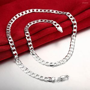 Kedjor 925 Sterling Silver Italian 6mm Diamond Cut Cuban Link Chain Necklace For Men Punk Hiphop Thick Neck smycken SC69