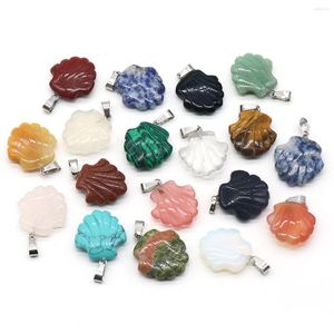 Pendant Necklaces Natural Stone Necklace Shell Shaped Gemstone Exquisite Charms For Jewelry Making Diy Bracelet Earrings Accessories