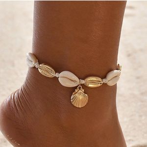 Tornozeleira Summer Sea Shell Tornozeleira Pulseira Feminina Charms Vieira Seashell Pulseira na Perna Pé Feminino Corrente 230614