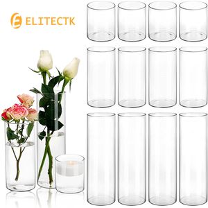 花瓶ガラスシリンダーの花瓶ハリケーンキャンドルホルダークリア3つの異なるサイズウェディングセンターピース用の背の高い透明な花瓶ガラスフラワー花瓶230615