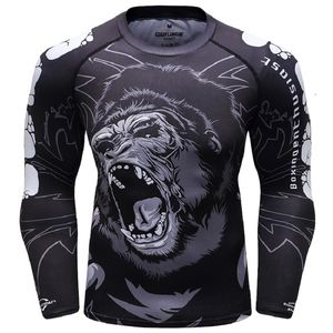 Herr t-shirts cody lundin design män som kör fitness utslag vakt sublimering lejon tryckt lång ärm täta avslappnade skjortor mma rashguard män 230615