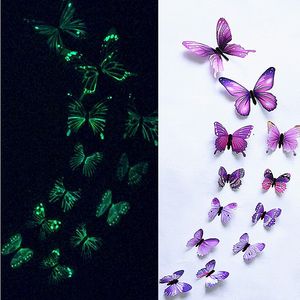 New Luminous Butterfly 3D Wall Sticker Colorful Butterflies Glowing Wall Decal Stickers DIY Bedroom Living Room Home Decor