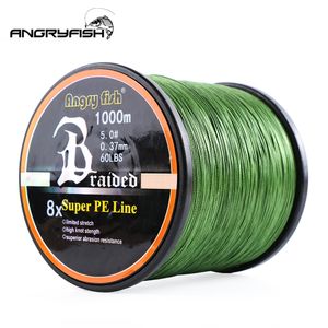 Örgü Hattı Angryfish Toptan 1000 metre 8x Örgülü Balıkçılık Hattı 8 Renk Süper Çok Filament PE Fishing Hattı Tuzlu Su Balıkçılık 230614