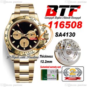BTF Better Factory SA4130 Автоматический хронограф Мужчина Смотрение 18K желтого золота черная палочка набрать 904L Bracelet Oystersteel Super Edition Th 12.2mm Reloj hombre puretime a