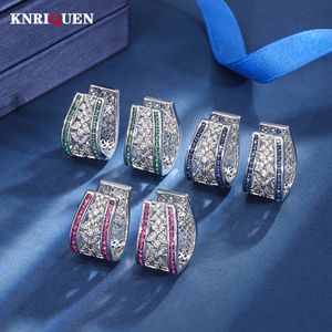 Ear Cuff KNRIQUEN Vintage Ruby Sapphire Emerald Lab Diamond Clip Earrings for Women Cocktail Party Fine Jewelry Female Gift Accessories 230614