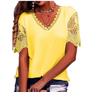 Kvinnors t-shirt Lace Streetwear Summer Vintage Tees eleganta skjortor för kvinnor Y2K Top Women Clothing Fashion Clothes Tshirts Casual V-ringning Tees 230615
