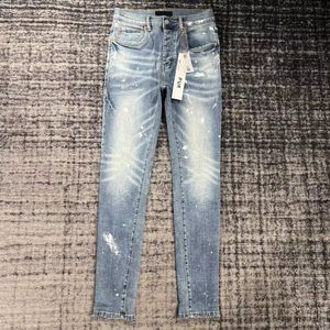 Jeans Purple Brand Designer Mens Ripped Straight Regular Denim Tears Washed Old Long Fashion Hole Stack268
