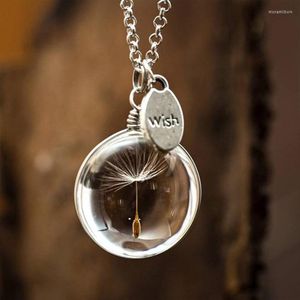 Pendant Necklaces Real Dandelion Seeds Wishing Bottle Beauty Handmade Lucky Flower Glass & Pendants For Women Female Jewelry Decoration