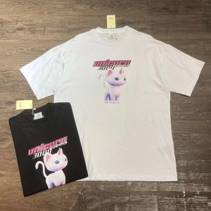 Rätt version av den nya sommartrenden Vitemun Unicorn Cat Print Men's and Women's Loose Short Sleeve T-shirt Trend
