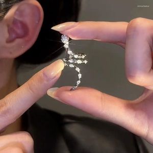 Brincos traseiros 1 peça clipe em forma de cobra de cristal para mulheres menina cor prata falso cartilagem não perfurante algemas de orelha joias da moda