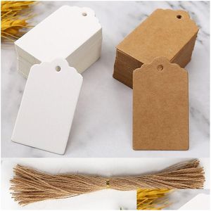 Gift Wrap Kraft Paper Tags With String Supplies Blank Label For Wedding Party Fall Christmas Present Brown White Rec Craft Drop Deli Dhcz7