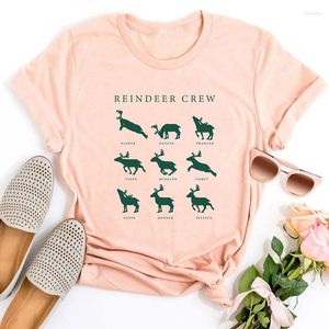 Women's T Shirts Christmas Reindeer Shirt Women's Vintage Clothes Present Tops Santa Tee