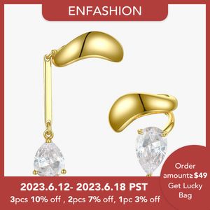 Ear Cuff Enfashion Asymmetric Water Droplets Crystal Ear Cuff Clip on Earrings for Women Gold Color Ear Cuff Earings Fashion Jewelry E1151 230614