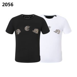 Phillip Plain Summer T-shirt masculina de caveira com strass Miçangas Designer de moda T-shirt masculina Top qp Carta bordado Roupas masculinas femininas T-shirt de manga curta 2056