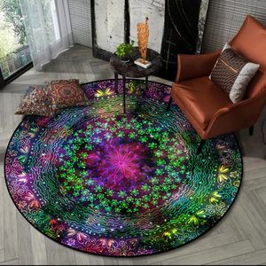 Carpete Colorido Estrelado Geométrico Floral Centro Moda Tapete Sala De Estar Estilo Étnico Retrô Roxo Mandala Almofada Redonda 230615