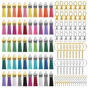 Anahtar Yüzükler 350 PCS/SET Anahtar Zincir Yüzük Tahsiler Anahtarlık Tassel Anahtar Zincir Donanımı DIY El Sanatları Takı Küpe Anahtarlık Yapma Malzemeleri 230614