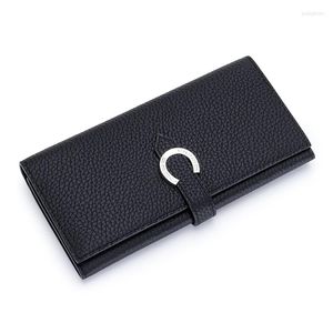 ウォレット高級カウレザーシンプルな女性の長い財布複数のカードポジション携帯電話コイン財布女性所有者のための財布