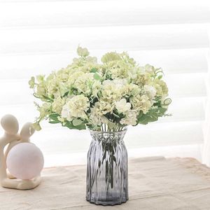 Flores secas baratas de seda artificial champanhe hortênsia bola rosa para casamento casa decoração diy mesa de festa interna e externa